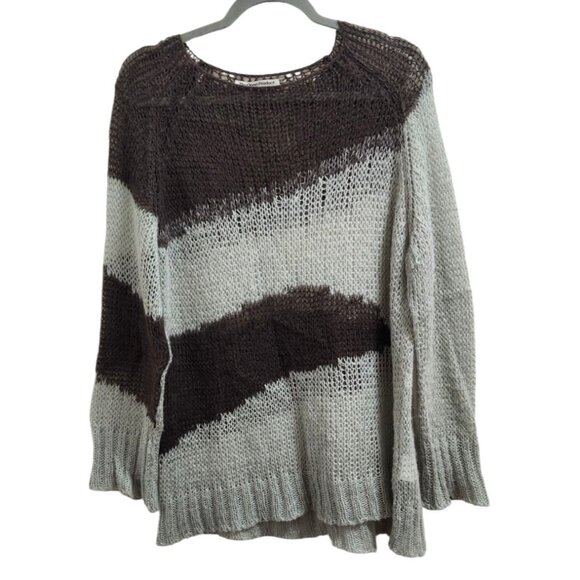 Theopen Product Boho Knit Mesh Sweater Multicolor Slouchy Pullover Artsy Grunge - Picture 2 of 15